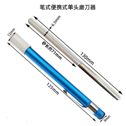 Blue and silver aluminum knife sharpener kitchen tool
