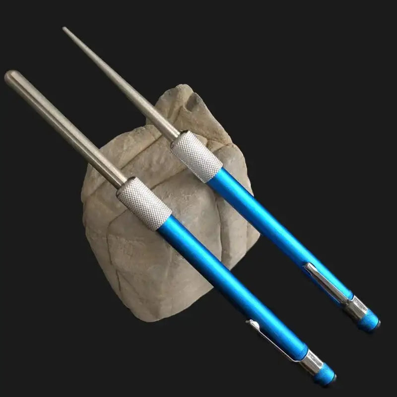 Blue and silver aluminum knife sharpener kitchen tool