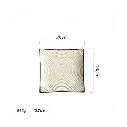 Blue and white crackle glaze porcelain square dinner plate dining room