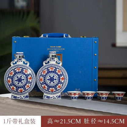 Blue and white eight treasures ceramic vase living room ornament