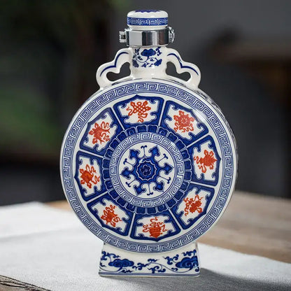 Blue and white eight treasures ceramic vase living room ornament