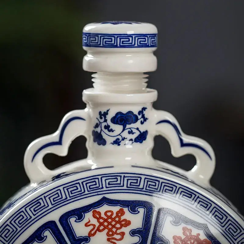 Blue and white eight treasures ceramic vase living room ornament
