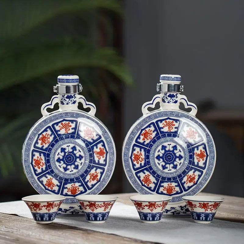 Blue and white eight treasures ceramic vase living room ornament