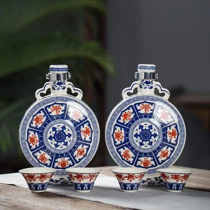 Blue and white eight treasures ceramic vase living room ornament