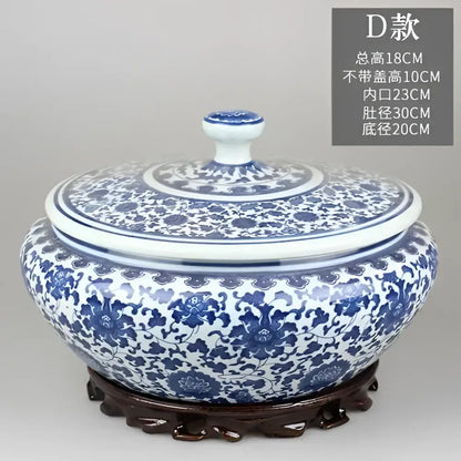 Blue and white floral ceramic tea caddy jar set – living room decor