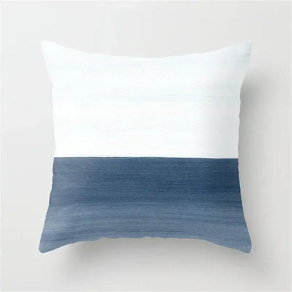 Blue and white geometric heart round cushion cover living room decor