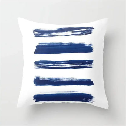 Blue and white geometric heart round cushion cover living room decor