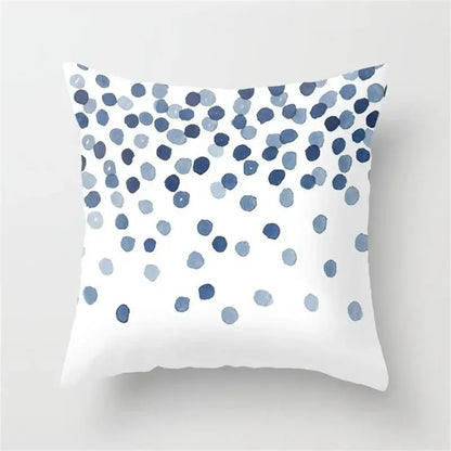 Blue and white geometric heart round cushion cover living room decor