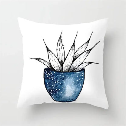 Blue and white geometric heart round cushion cover living room decor