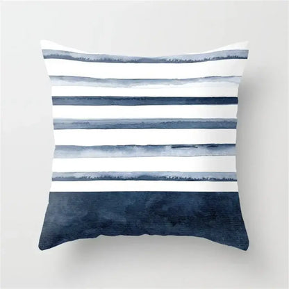 Blue and white geometric heart round cushion cover living room decor