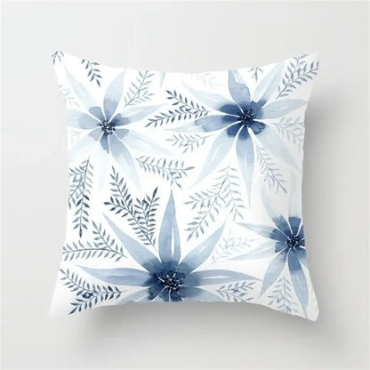 Blue and white geometric heart round cushion cover living room decor