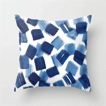 Blue and white geometric heart round cushion cover living room decor