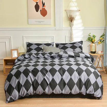 Blue and white geometric stripes bedding set for bedroom