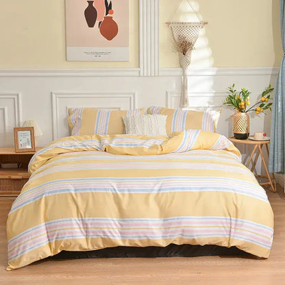Blue and white geometric stripes bedding set for bedroom
