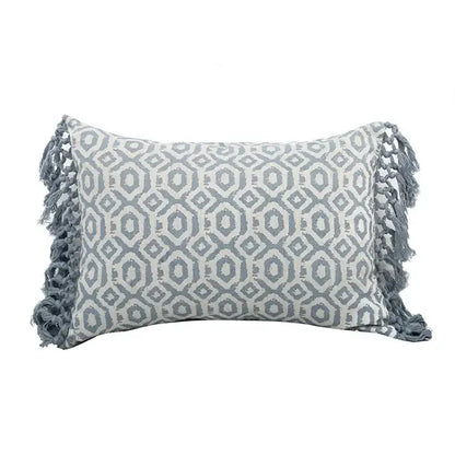Blue and white geometric tufted pillowcase set bedroom long pillow