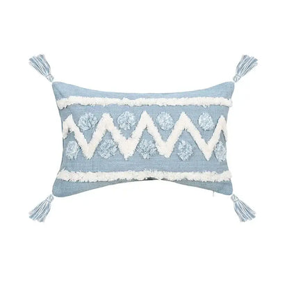 Blue and white geometric tufted pillowcase set bedroom long pillow