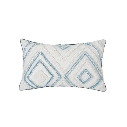 Blue and white geometric tufted pillowcase set bedroom long pillow