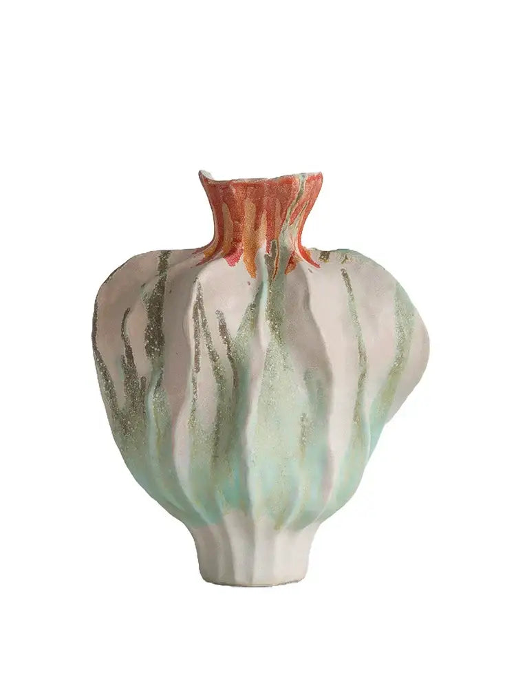 Blue and white irregular porcelain tulip vase living room decor