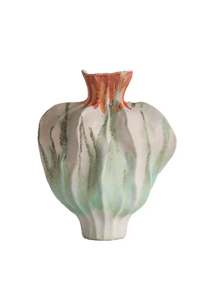 Blue and white irregular porcelain tulip vase living room decor