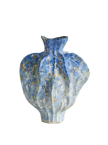 Blue and white irregular porcelain tulip vase living room decor
