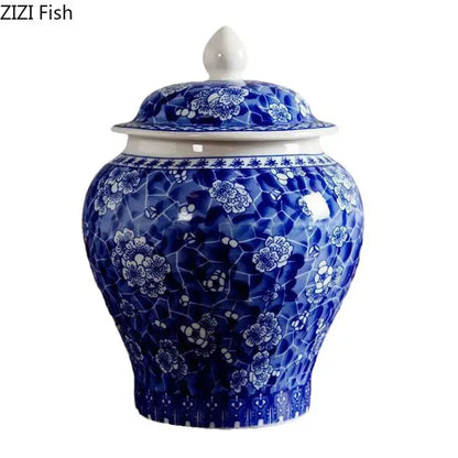 Blue and white porcelain general jar tea canister dining room decor