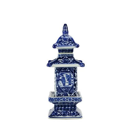 Blue and white porcelain layered pagoda vase living room decor