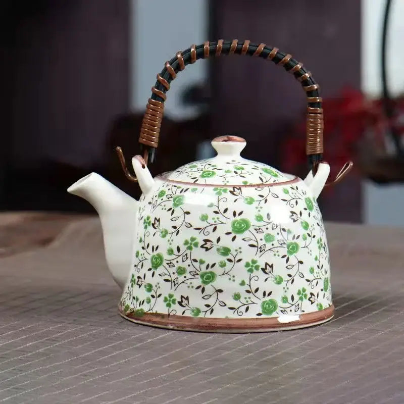 Blue and white porcelain teapot and cup set for dining room