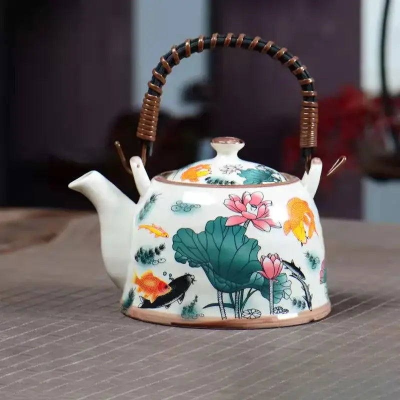 Blue and white porcelain teapot and cup set for dining room