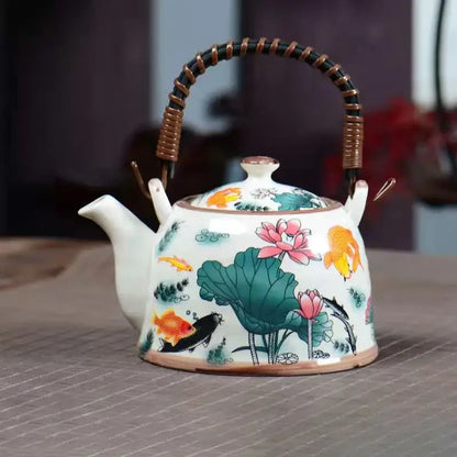 Blue and white porcelain teapot and cup set for dining room