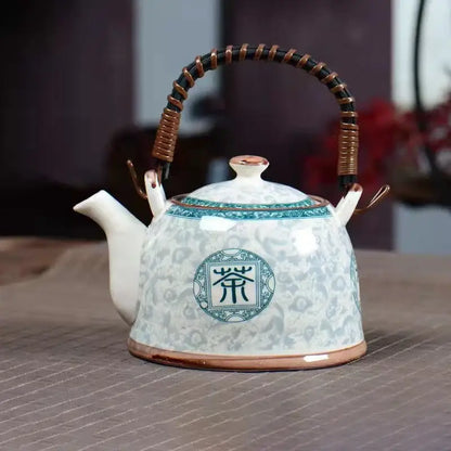 Blue and white porcelain teapot and cup set for dining room