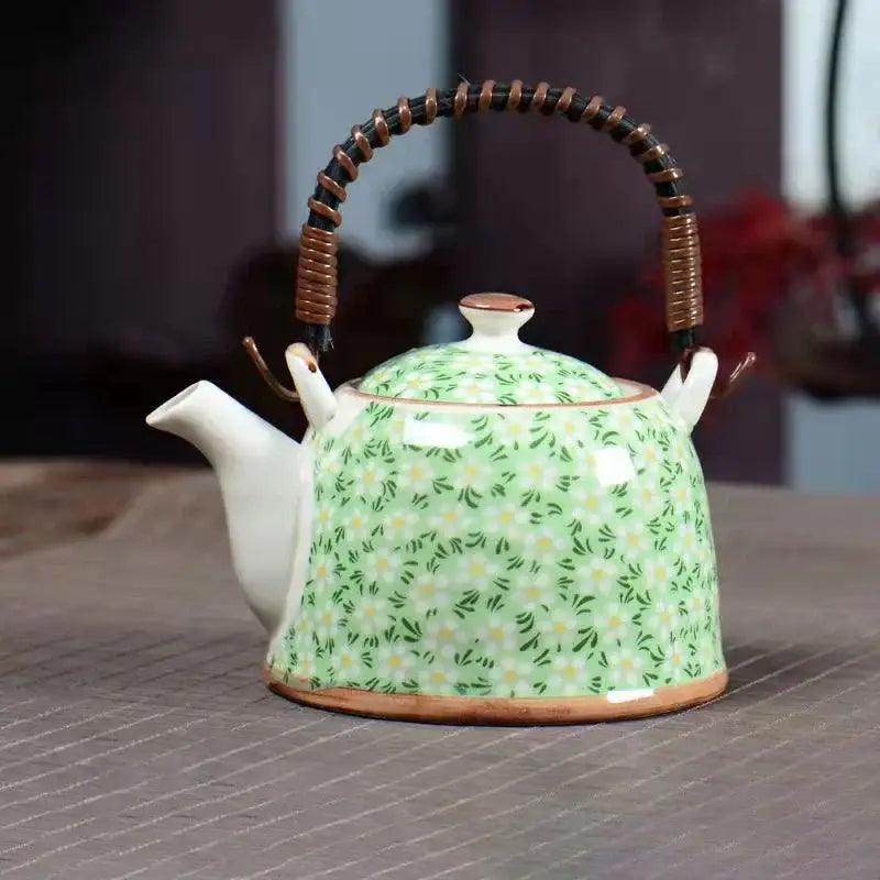 Blue and white porcelain teapot and cup set for dining room