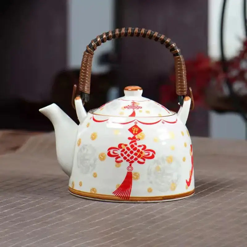 Blue and white porcelain teapot and cup set for dining room