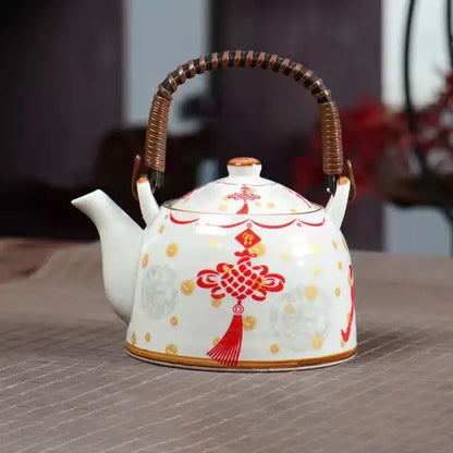 Blue and white porcelain teapot and cup set for dining room