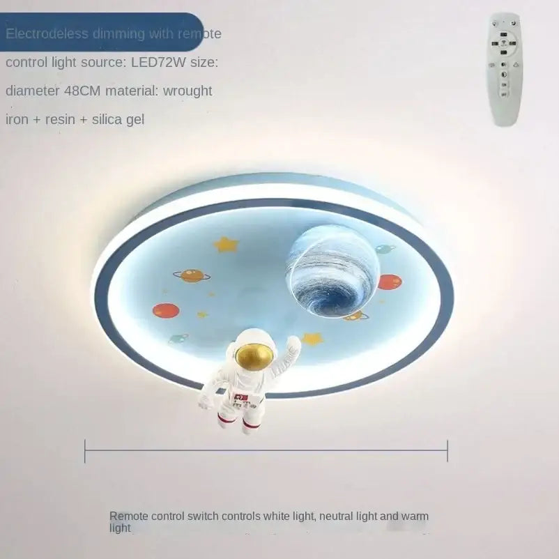 Blue and white space led cartoon chandelier kids bedroom ceiling light