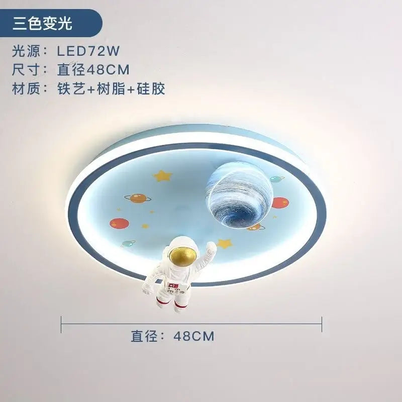 Blue and white space led cartoon chandelier kids bedroom ceiling light