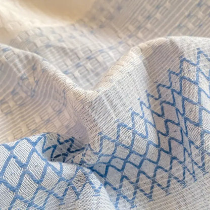 Blue and white striped cotton jacquard fitted sheet set bedroom