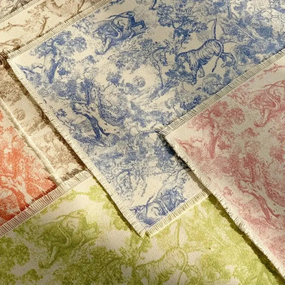 Blue and white toile cotton linen place mat set kitchen dining decor