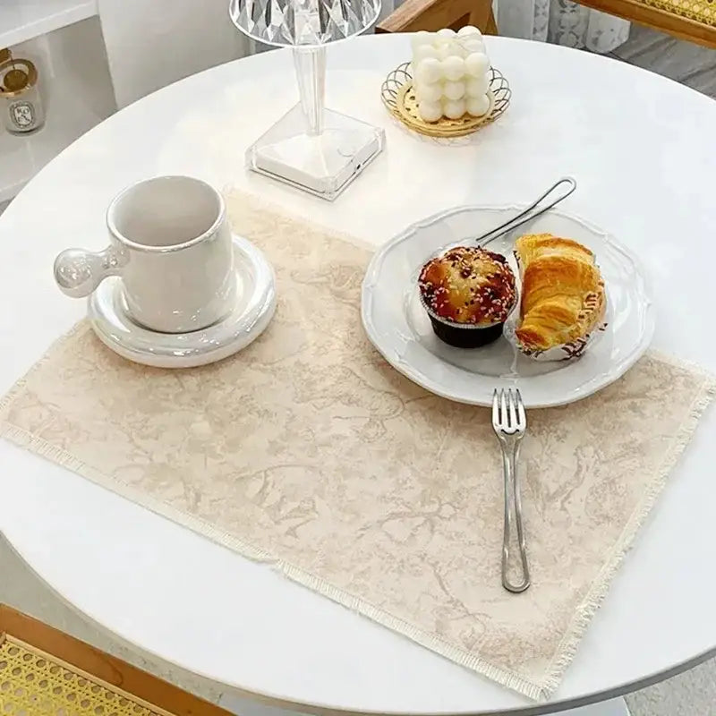 Blue and white toile cotton linen place mat set kitchen dining decor