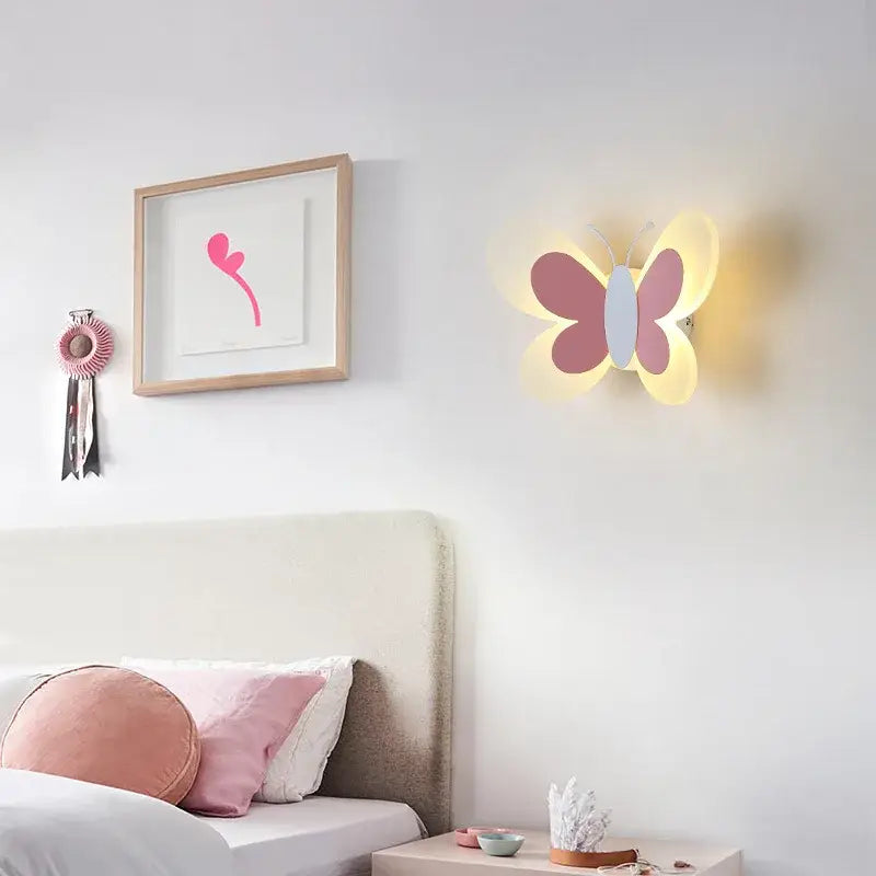 Blue butterfly girl cartoon children room lamp for bedroom