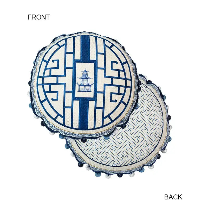 Blue chinoiserie home pagoda bolster pillowcase bedroom cushion cover
