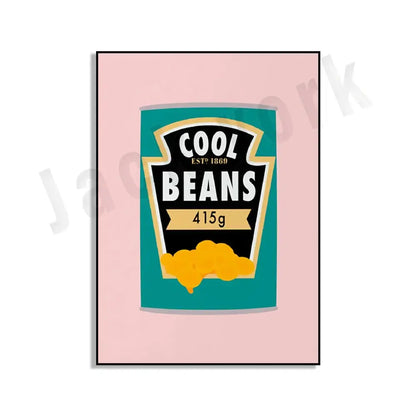 Blue cool beans pesto pasta framed kitchen wall art set of 6