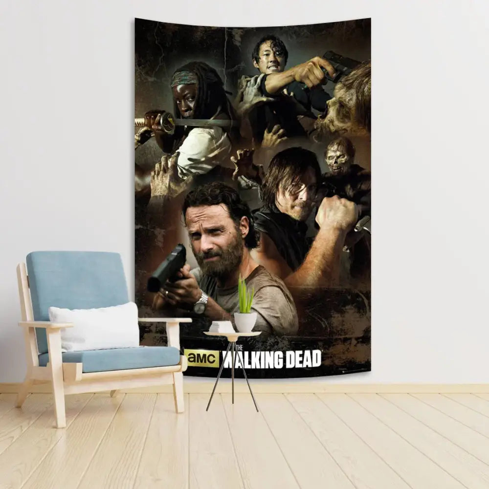 Blue daryl dixon tapestry bedroom wall art