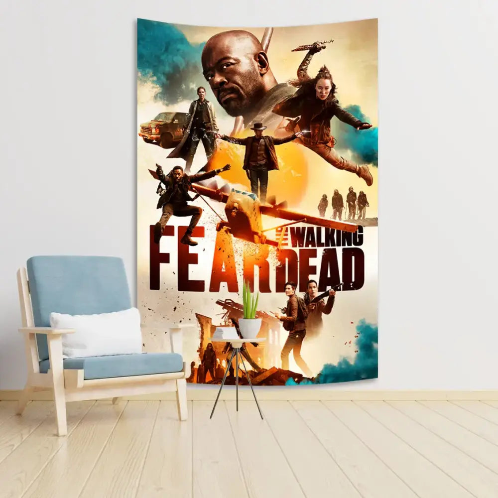 Blue daryl dixon tapestry bedroom wall art