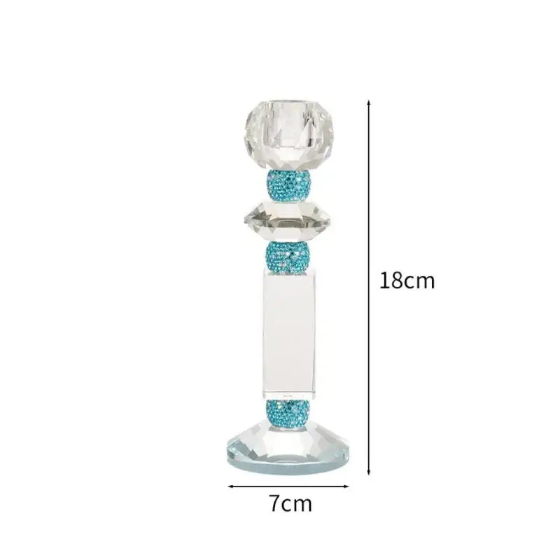 Blue diamond crystal glass candle holder dining room decor