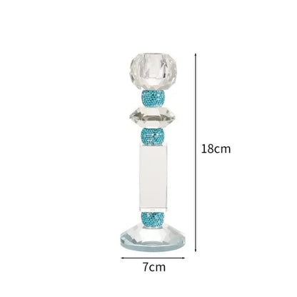 Blue diamond crystal glass candle holder dining room decor
