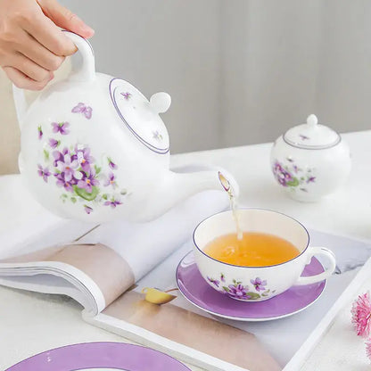 Blue dream tea set white porcelain floral dining room tableware