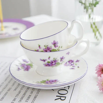 Blue dream tea set white porcelain floral dining room tableware