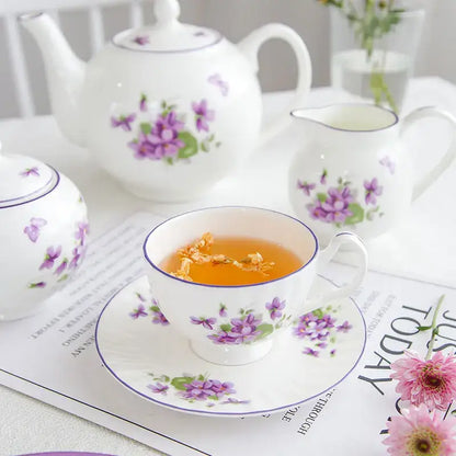 Blue dream tea set white porcelain floral dining room tableware