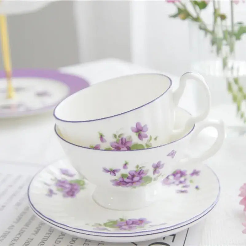 Blue dream tea set white porcelain floral dining room tableware