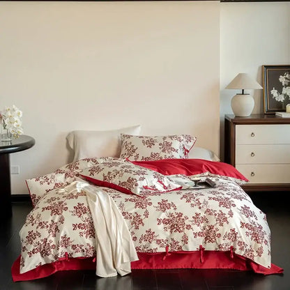 Blue floral 100s egyptian cotton bedding set bedroom decor